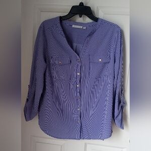 Notations Navy Striped Button-Down Shirt